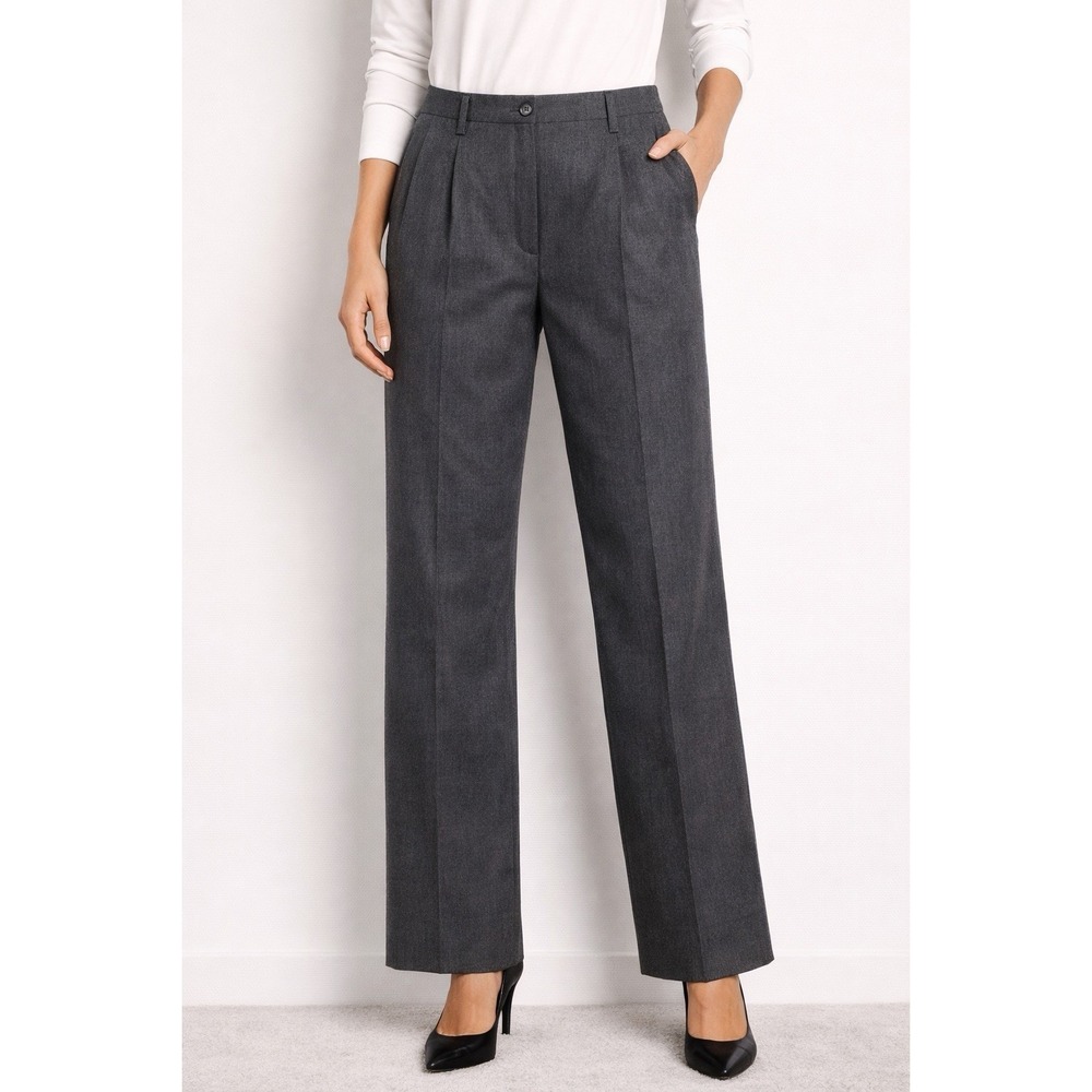 Harve Benard Women's 16 Wool Dress Pants Gray High Rise Straight Leg Career Wear
